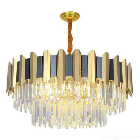 LED Modern Stainless Steel Crystal Chandeliers - Elegant Home Lighting for Foyers and Entrances - DecorGlobe