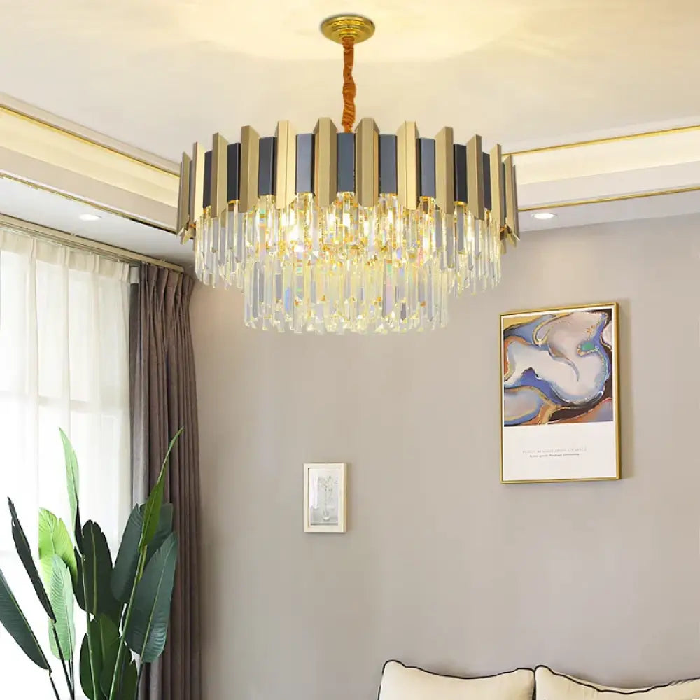 LED Modern Stainless Steel Crystal Chandeliers - Elegant Home Lighting for Foyers and Entrances - DecorGlobe
