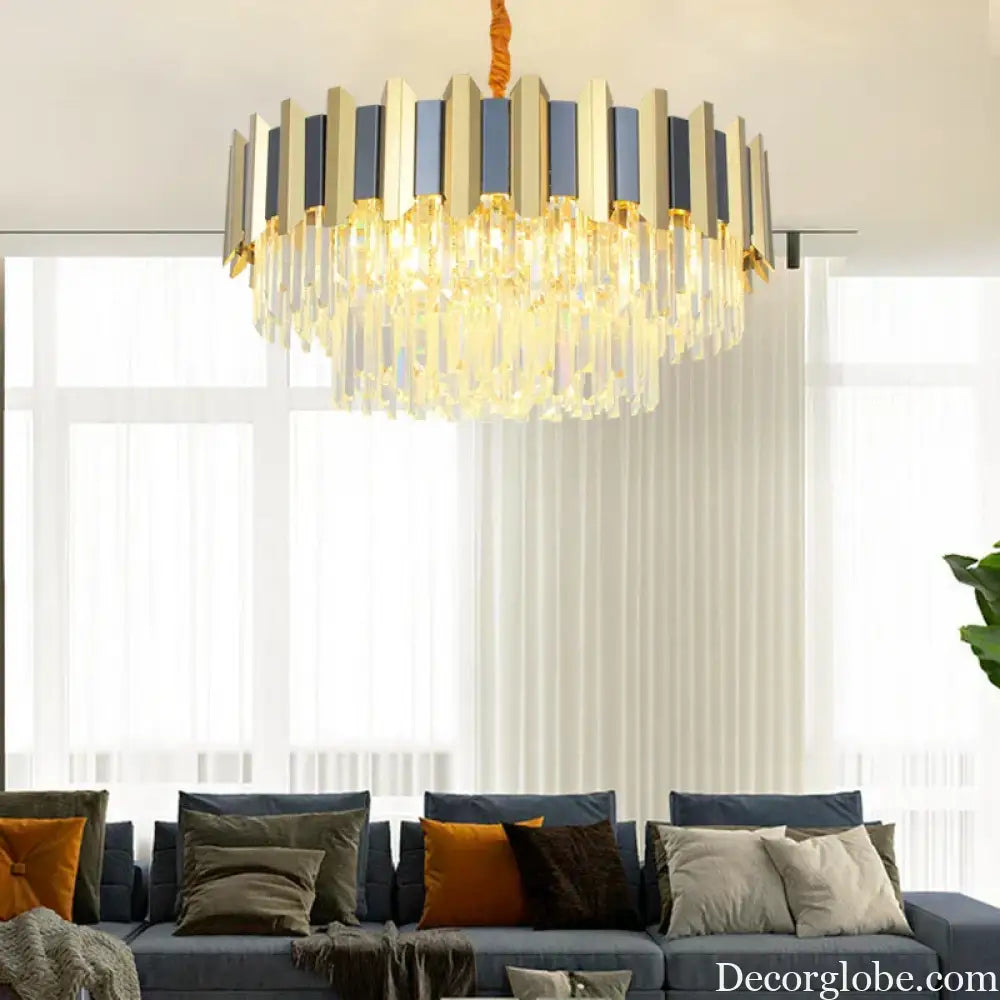 LED Modern Stainless Steel Crystal Chandeliers - Elegant Home Lighting for Foyers and Entrances - DecorGlobe