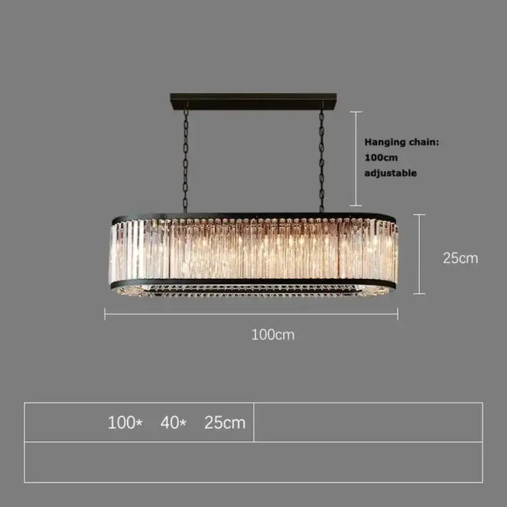 Led Retro Black Round Crystal Hanging Lamps Chandelier Lighting Lustre Suspension Armature Lamps For Living Room