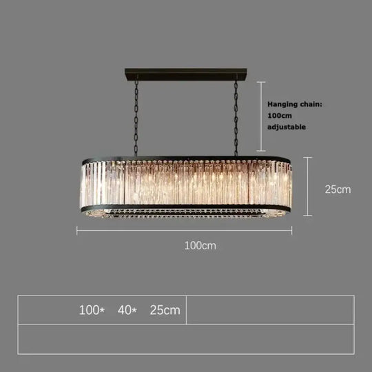 Led Retro Black Round Crystal Hanging Lamps Chandelier Lighting Lustre Suspension Armature Lamps For Living Room