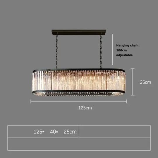 Led Retro Black Round Crystal Hanging Lamps Chandelier Lighting Lustre Suspension Armature Lamps For Living Room