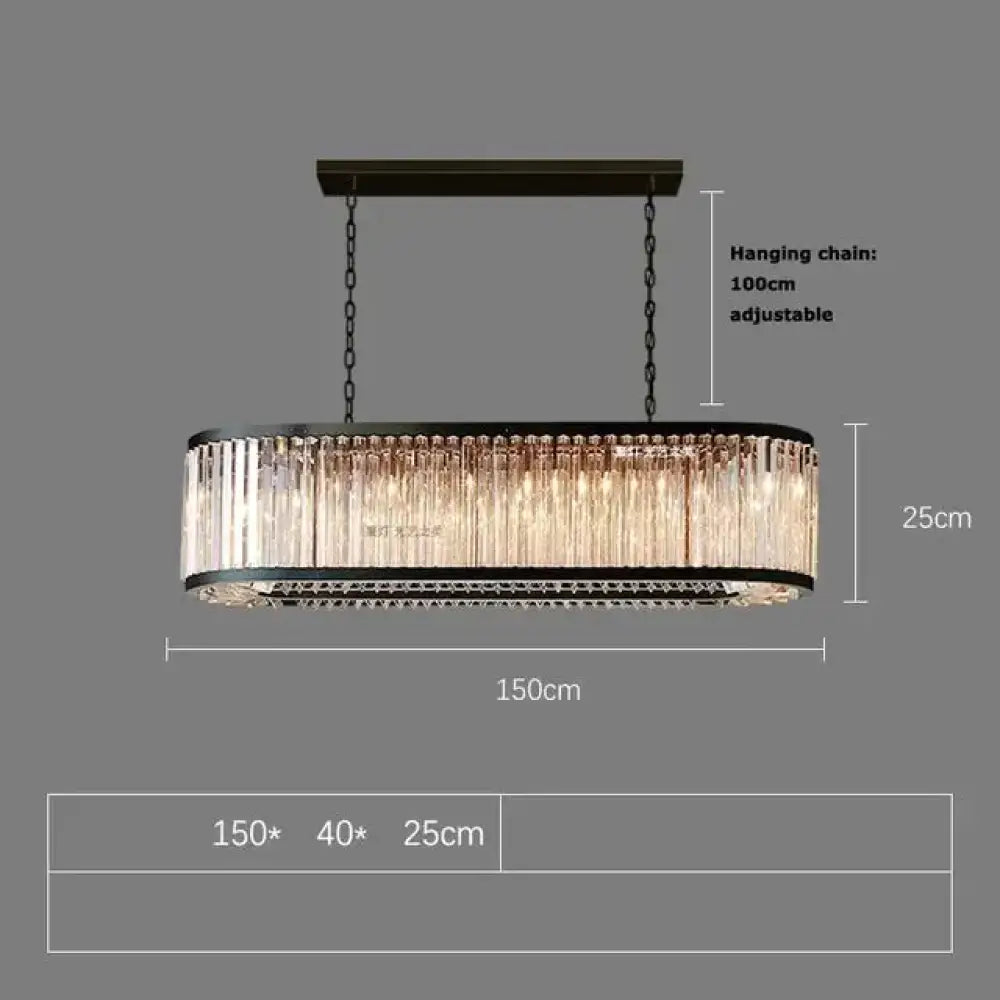 Led Retro Black Round Crystal Hanging Lamps Chandelier Lighting Lustre Suspension Armature Lamps For Living Room
