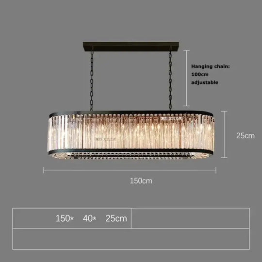Led Retro Black Round Crystal Hanging Lamps Chandelier Lighting Lustre Suspension Armature Lamps For Living Room