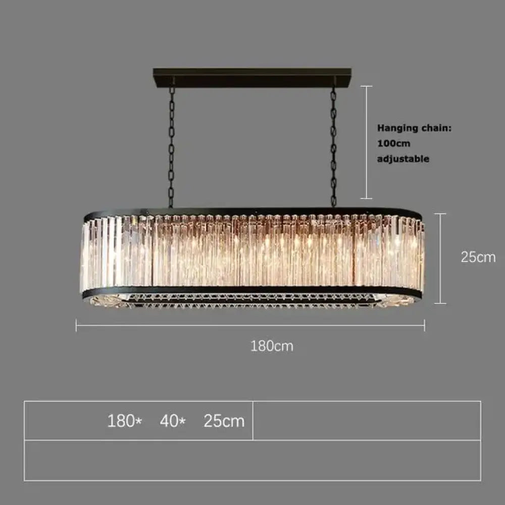 Led Retro Black Round Crystal Hanging Lamps Chandelier Lighting Lustre Suspension Armature Lamps For Living Room