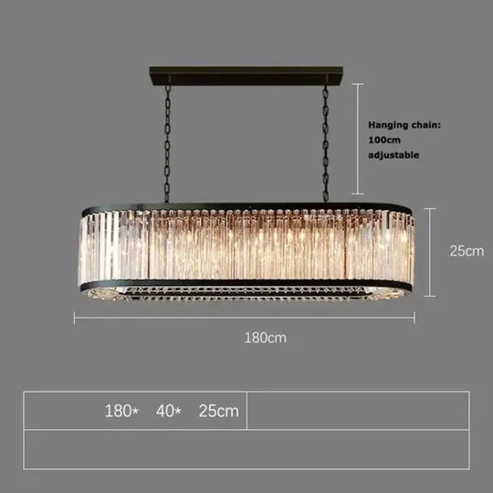 Led Retro Black Round Crystal Hanging Lamps Chandelier Lighting Lustre Suspension Armature Lamps For Living Room