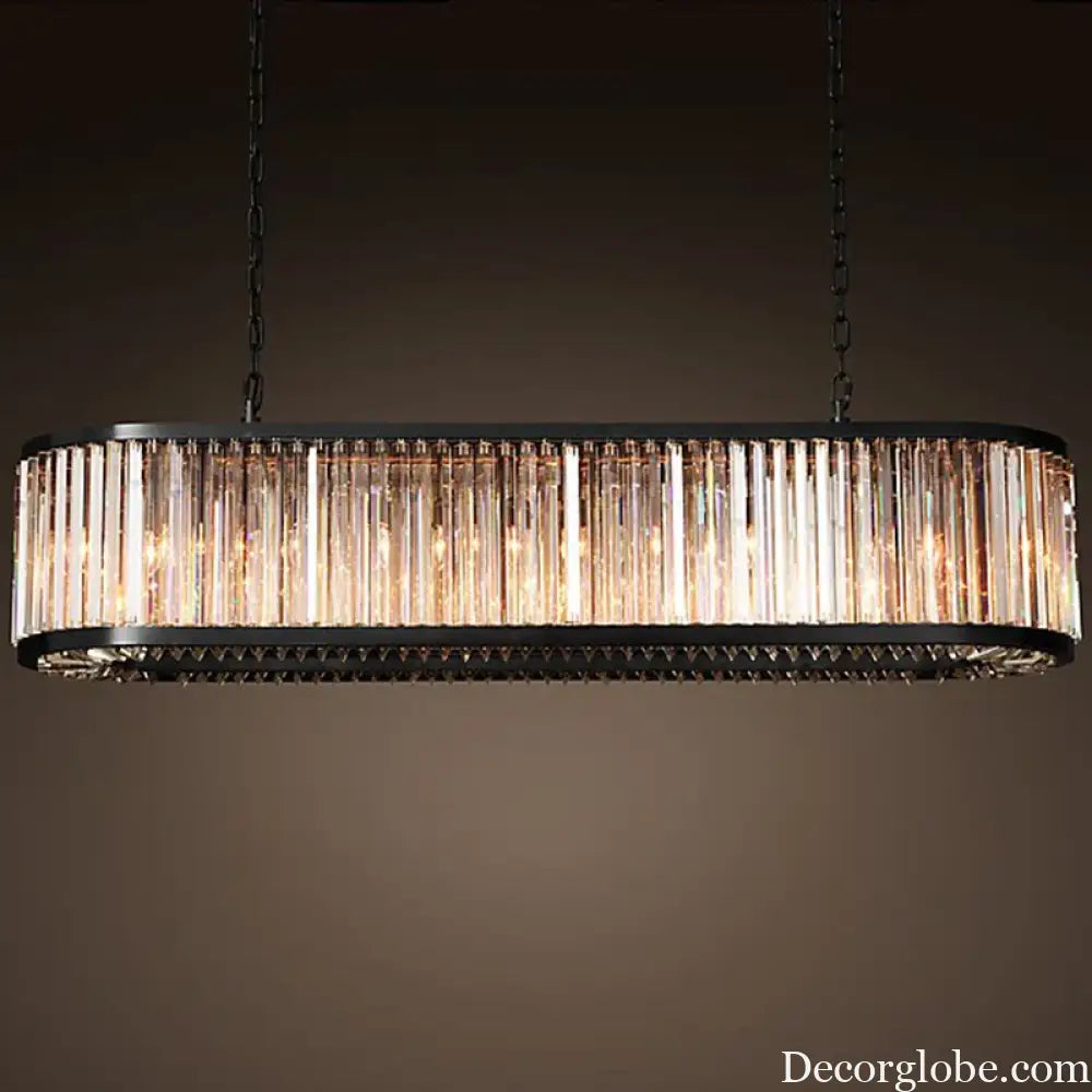 Led Retro Black Round Crystal Hanging Lamps Chandelier Lighting Lustre Suspension Armature Lamps For Living Room