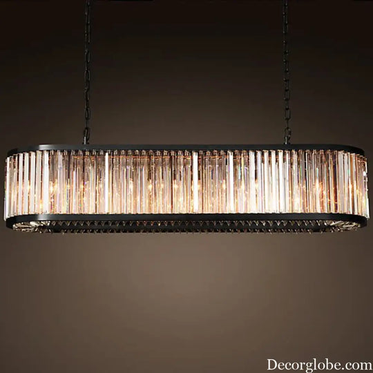 Led Retro Black Round Crystal Hanging Lamps Chandelier Lighting Lustre Suspension Armature Lamps For Living Room