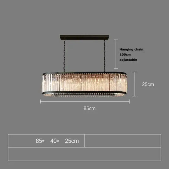 Led Retro Black Round Crystal Hanging Lamps Chandelier Lighting Lustre Suspension Armature Lamps For Living Room