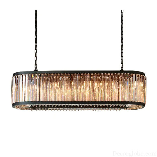 Led Retro Black Round Crystal Hanging Lamps Chandelier Lighting Lustre Suspension Armature Lamps For Living Room