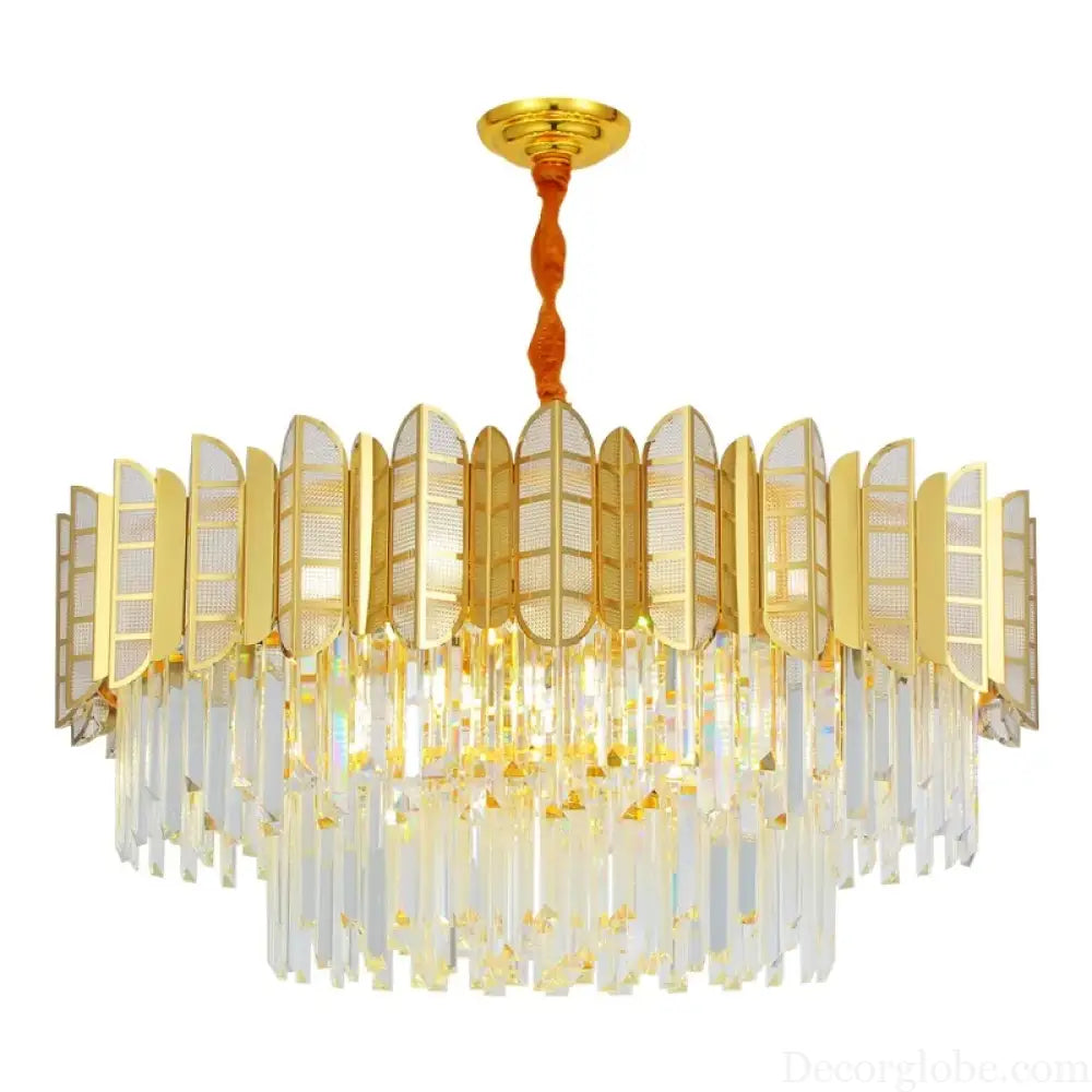LED Stainless Steel Golden Post-Modern Chandelier - Light Luxury Crystal Elegance for Living Rooms, Bedrooms, and Dining Spaces - DecorGlobe