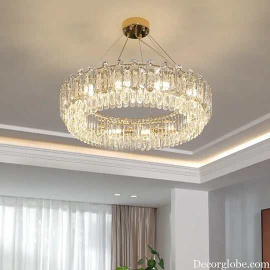 Elegant LED Transparent Crystal Chandelier - A Modern Light Luxury Fixture for Living Room Decor - DecorGlobe