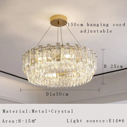 Elegant LED Transparent Crystal Chandelier - A Modern Light Luxury Fixture for Living Room Decor - DecorGlobe
