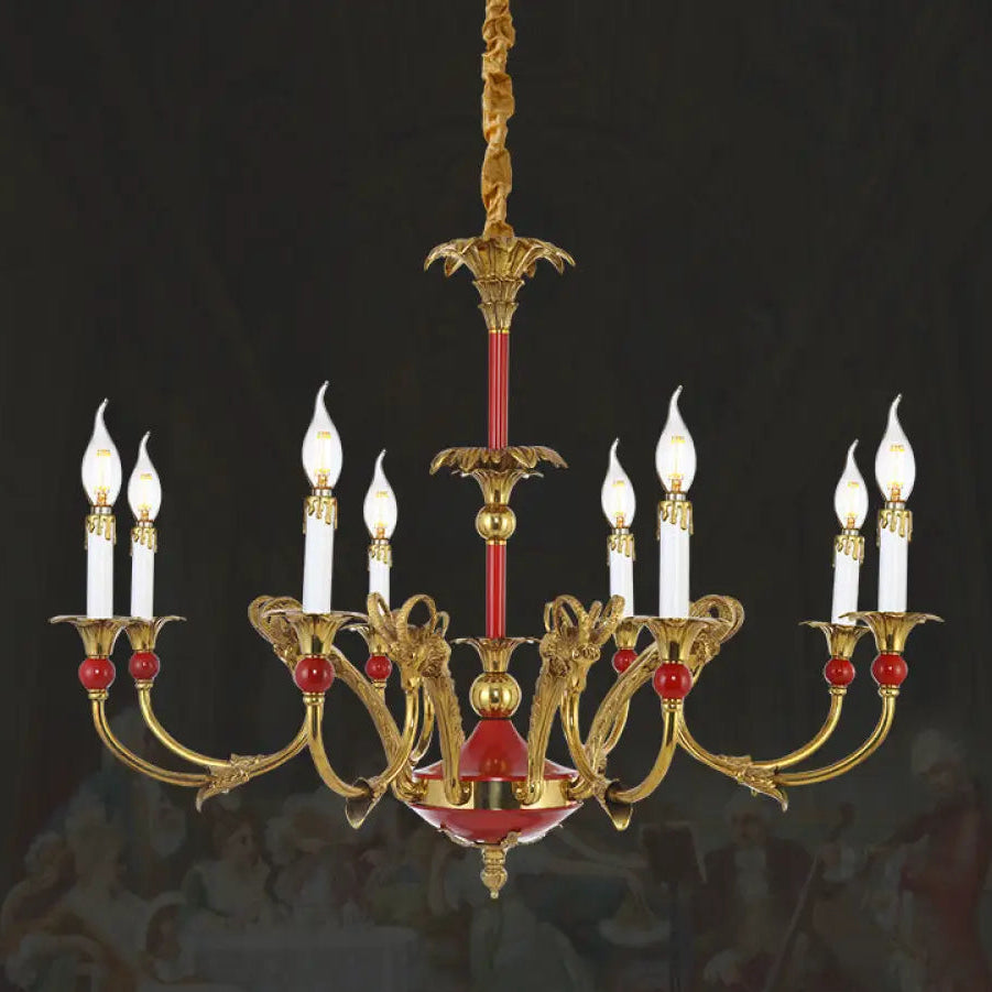 French Classical Crystal Copper Branch Chandelier