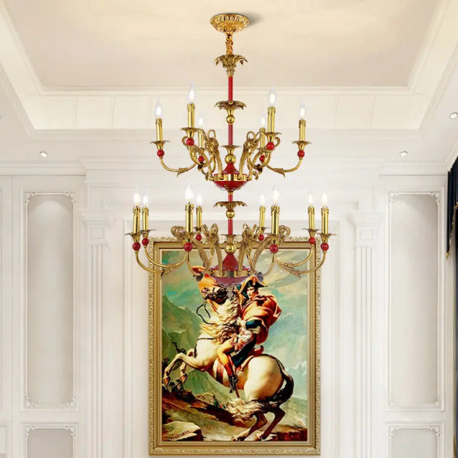 French Classical Crystal Copper Branch Chandelier