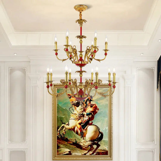 French Classical Crystal Copper Branch Chandelier