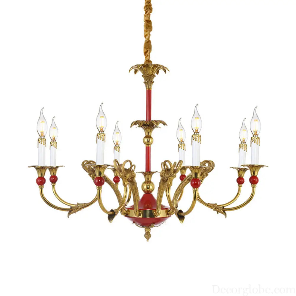 French Classical Crystal Copper Branch Chandelier