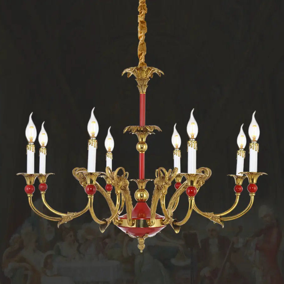 French Classical Crystal Copper Branch Chandelier 6 heads (diameter 75cm, height 78cm)
