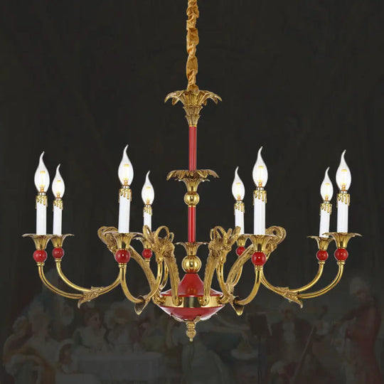 French Classical Crystal Copper Branch Chandelier 6 heads (diameter 75cm, height 78cm)