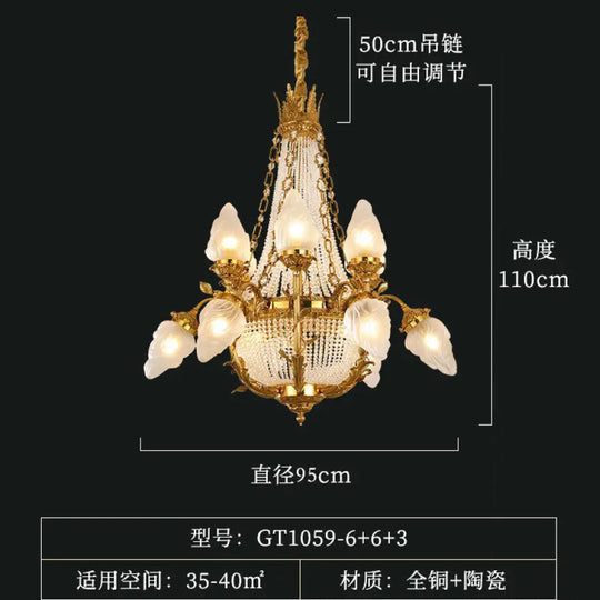 European-style copper crystal chandelier French living room Palace luxury Grand Hotel Villa restaurant bedroom creative