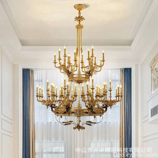 French Villa Copper Crystal Chandelier for Grand Living Room 40 + 20 heads (diameter 170cm, height 230cm)