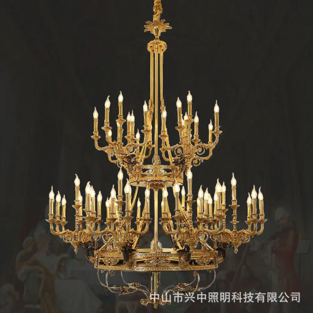 French Villa Copper Crystal Chandelier for Grand Living Room 40 + 20 heads (diameter 170cm, height 230cm)