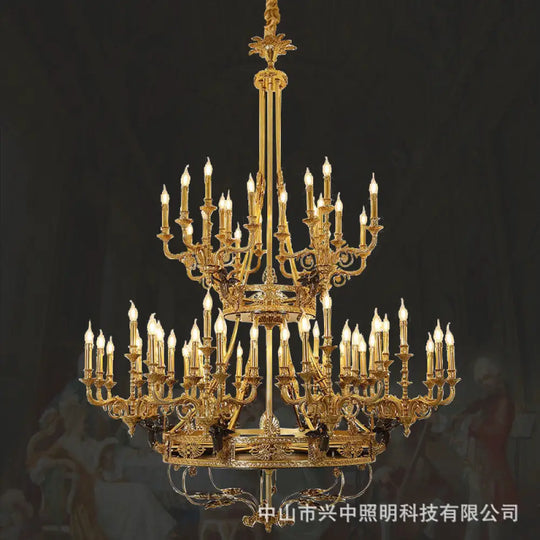 French Villa Copper Crystal Chandelier for Grand Living Room 40 + 20 heads (diameter 170cm, height 230cm)