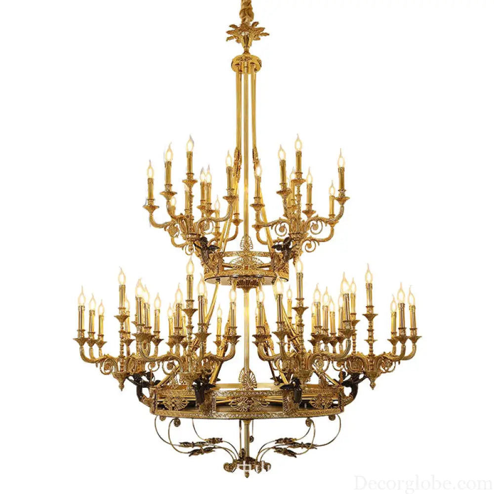 French Villa Copper Crystal Chandelier for Grand Living Room 40 + 20 heads (diameter 170cm, height 230cm)