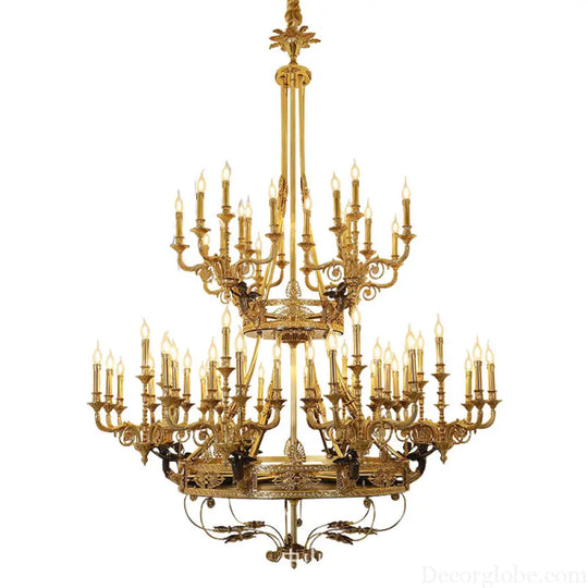 French Villa Copper Crystal Chandelier for Grand Living Room 40 + 20 heads (diameter 170cm, height 230cm)