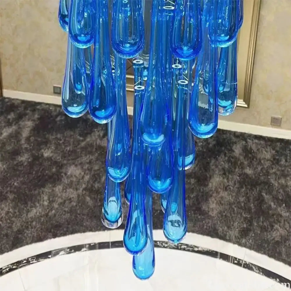 Liana Custom Build Blue Waterdrop Glass Chandelier Chandelier