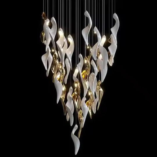 Luxury Chandelier Lightings Unique Design Art Twisted Glass Chandelier OEM Custom Golden White for Home Villa Restaurant