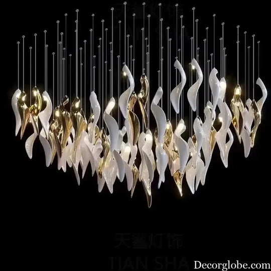 Luxury Chandelier Lightings Unique Design Art Twisted Glass Chandelier OEM Custom Golden White for Home Villa Restaurant