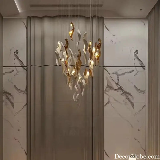 Luxury Chandelier Lightings Unique Design Art Twisted Glass Chandelier OEM Custom Golden White for Home Villa Restaurant