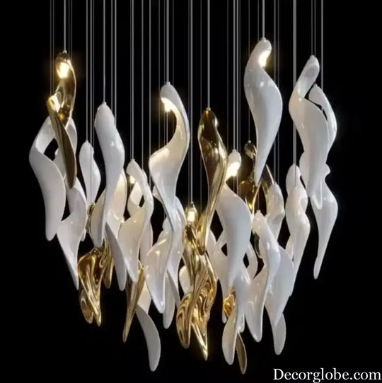 Luxury Chandelier Lightings Unique Design Art Twisted Glass Chandelier OEM Custom Golden White for Home Villa Restaurant