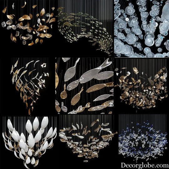 Luxury Chandelier Lightings Unique Design Art Twisted Glass Chandelier OEM Custom Golden White for Home Villa Restaurant