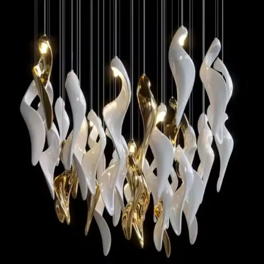 Luxury Chandelier Lightings Unique Design Art Twisted Glass Chandelier OEM Custom Golden White for Home Villa