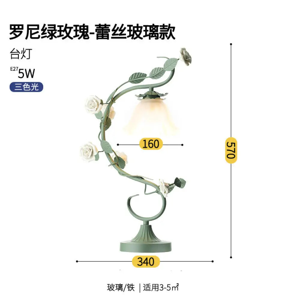 Flower Table Lamp American Pastoral Style Warm Romantic Bedroom Bedside Lamp led Internet Celebrity ins Style Gift
