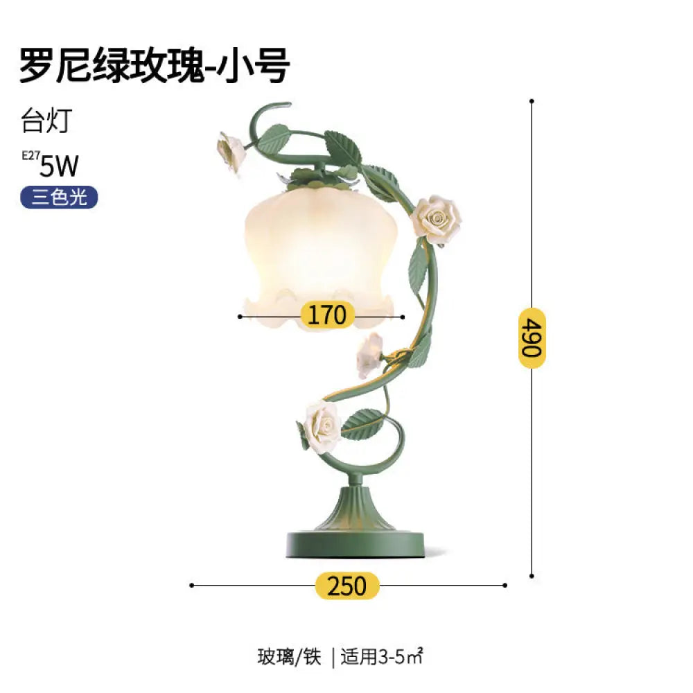 Flower Table Lamp American Pastoral Style Warm Romantic Bedroom Bedside Lamp led Internet Celebrity ins Style Gift