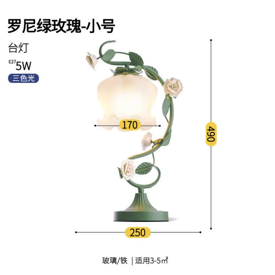 Flower Table Lamp American Pastoral Style Warm Romantic Bedroom Bedside Lamp led Internet Celebrity ins Style Gift