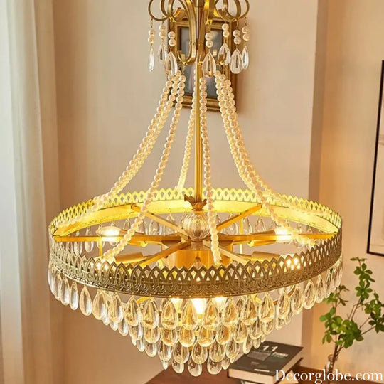 E14 LED French K9 Crystal Hanging Lamps Ceiling Chandelier Lighting Suspension Luminaire Lampen Entry Way Balcony