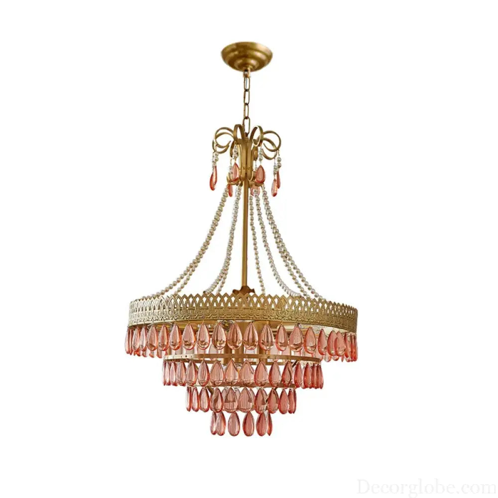 E14 LED French K9 Crystal Hanging Lamps Ceiling Chandelier Lighting Suspension Luminaire Lampen Entry Way Balcony