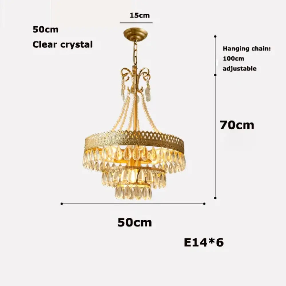 E14 LED French K9 Crystal Hanging Lamps Ceiling Chandelier Lighting Suspension Luminaire Lampen Entry Way Balcony
