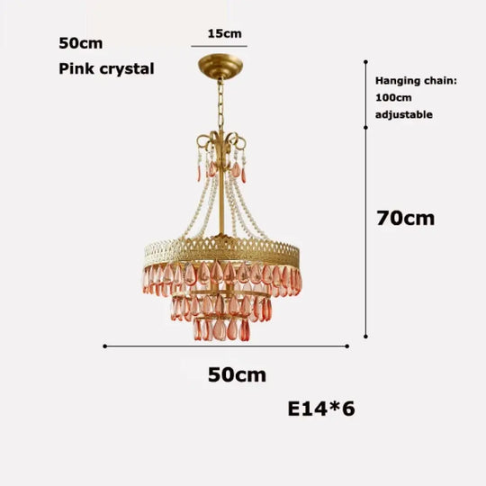 E14 LED French K9 Crystal Hanging Lamps Ceiling Chandelier Lighting Suspension Luminaire Lampen Entry Way Balcony