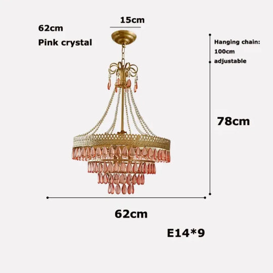 E14 LED French K9 Crystal Hanging Lamps Ceiling Chandelier Lighting Suspension Luminaire Lampen Entry Way Balcony