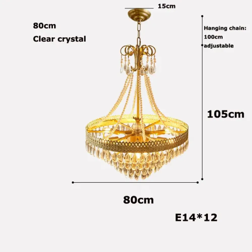 E14 LED French K9 Crystal Hanging Lamps Ceiling Chandelier Lighting Suspension Luminaire Lampen Entry Way Balcony
