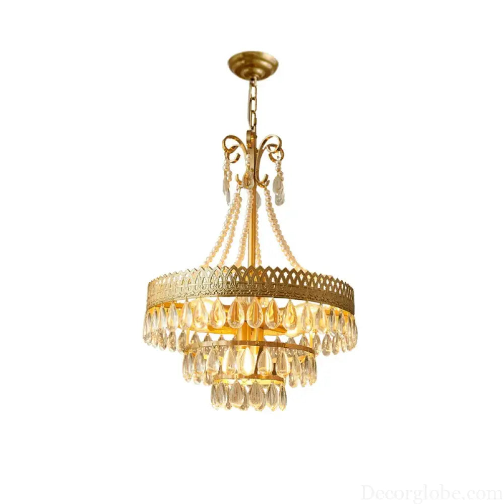 E14 LED French K9 Crystal Hanging Lamps Ceiling Chandelier Lighting Suspension Luminaire Lampen Entry Way Balcony
