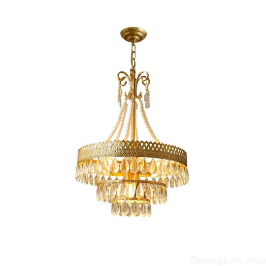 E14 LED French K9 Crystal Hanging Lamps Ceiling Chandelier Lighting Suspension Luminaire Lampen Entry Way Balcony