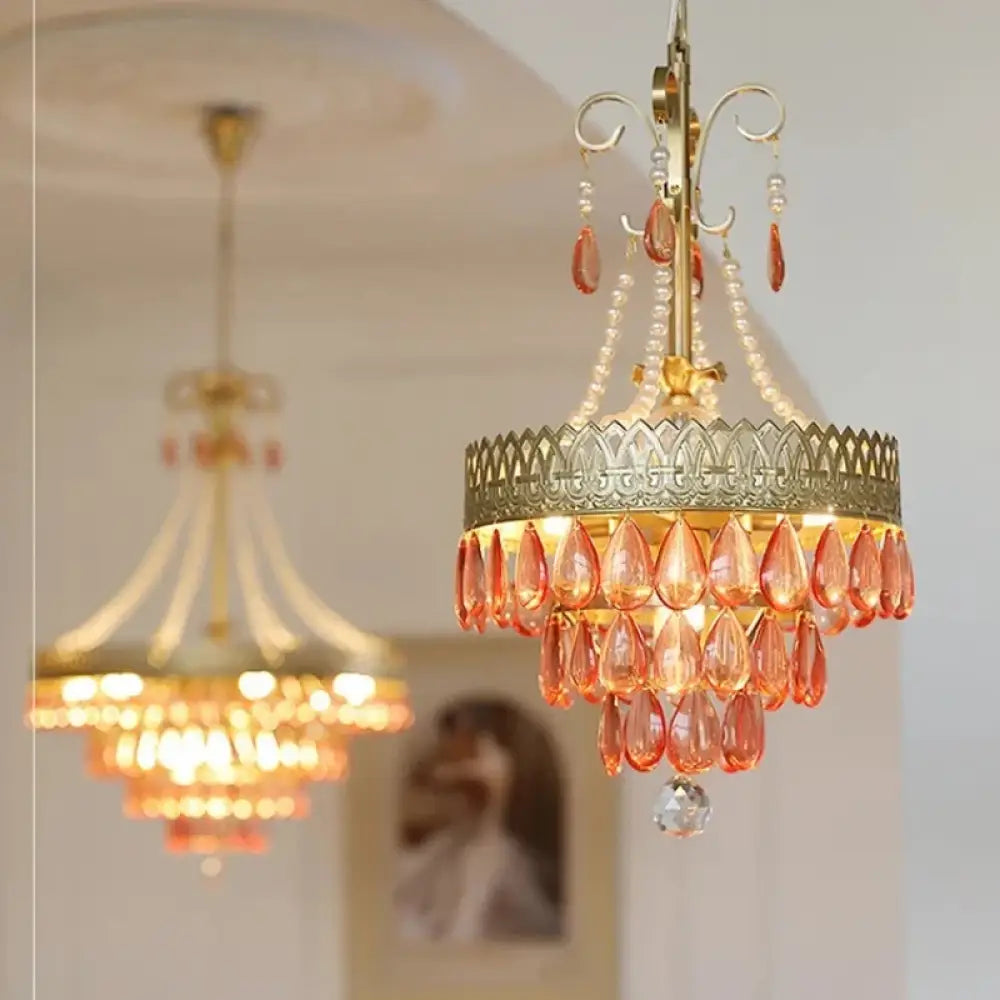 E14 LED French K9 Crystal Hanging Lamps Ceiling Chandelier Lighting Suspension Luminaire Lampen Entry Way Balcony