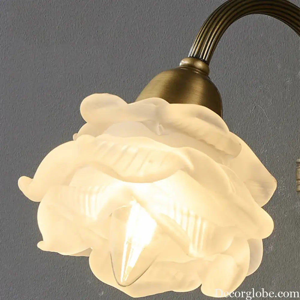 Retro Copper Wall Lamp Bedroom Bedside Medieval Style Living Room Background Flower Led Lighting