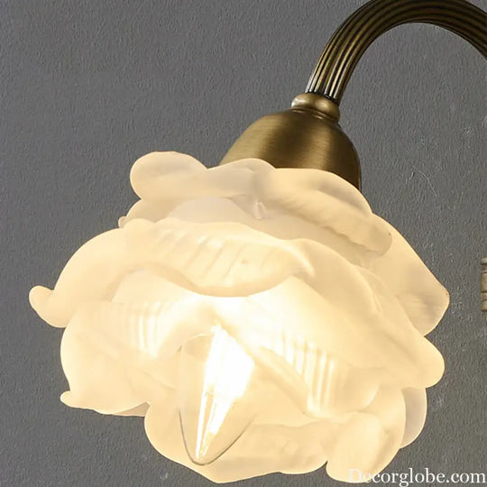 Retro Copper Wall Lamp Bedroom Bedside Medieval Style Living Room Background Flower Led Lighting